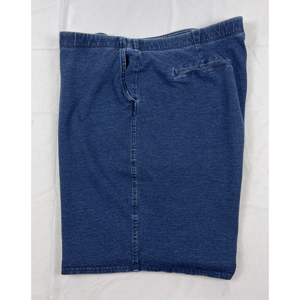 PURE JILL INDIGO WOMENS XL PULL ON KNIT DENIM CAPRI SHORTS BLUE STRETCH CROPPED